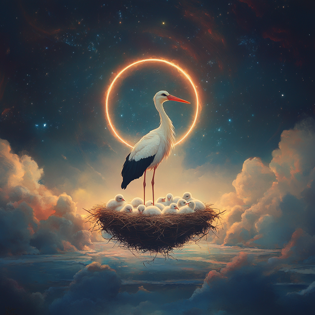 Sergiolopezbe_A_stork_standing_on_a_floating_nest_in_the_midd_c89414f1-5fd6-45cc-b299-736524c33d8b_3 significado espiritual de la cigüeña